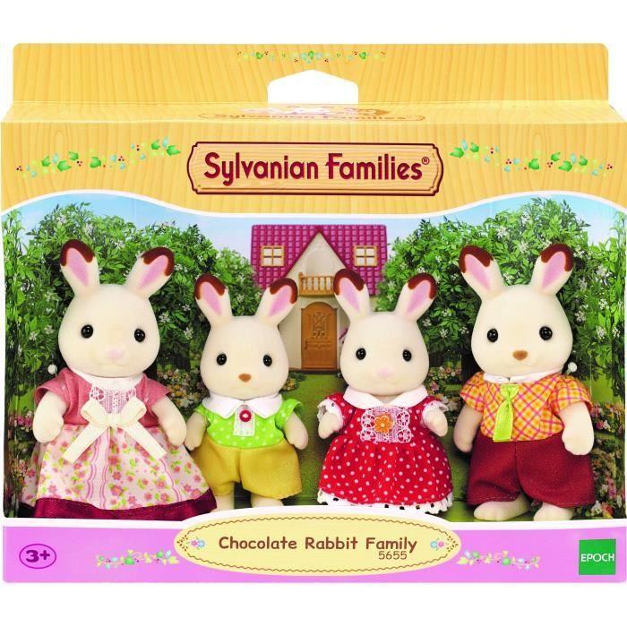 Famille Lapin Chocolat - SYLVANIAN FAMILIES - 5655 - Articulée Et Habillée - A Partir De 3 Ans