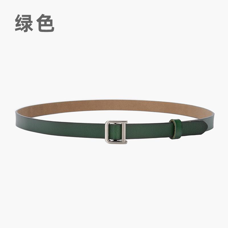 Leather Belt Ladies Jeans Decorative Fine Belt Retro Silver Buckle Women'S Belt Tide