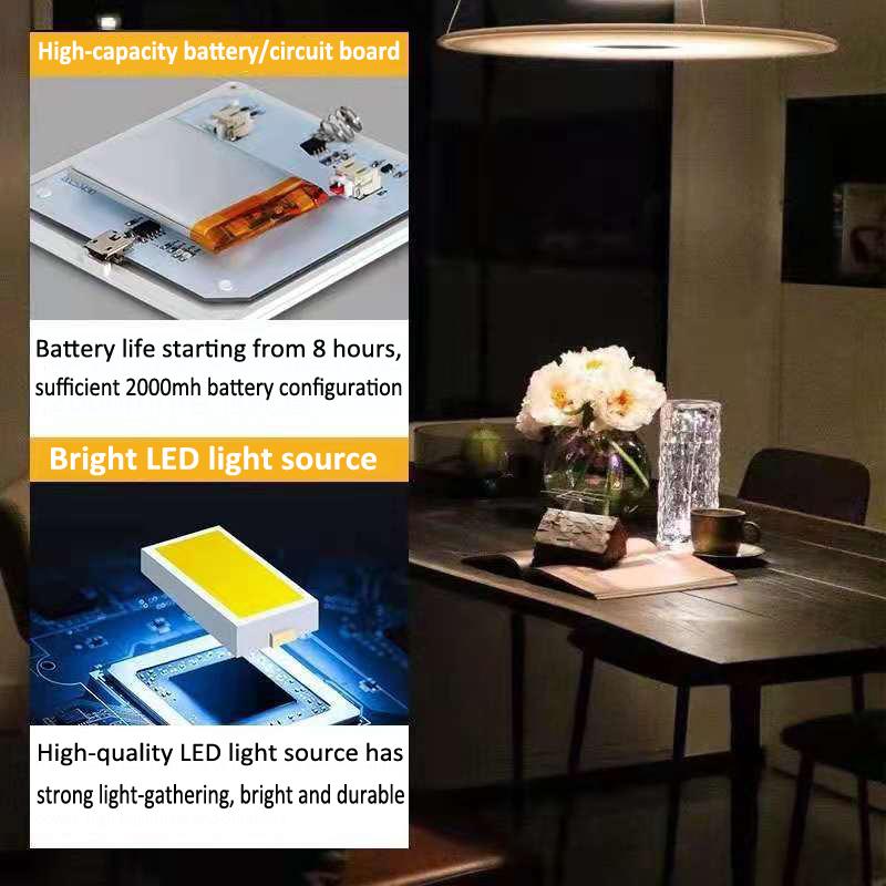 Crystal Table Lamp LED USB Rose Diamond Desk Lamps Touch Switch With Bluetooth Speaker For Bedroom Bedside Night Lights Decor
