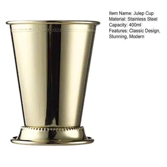 400ml Julep Cups Stainless Steel Drinking Glasses Vintage Metal Cocktail Cup for Derby Party Supplies Home Restaurant Outdoors Camping