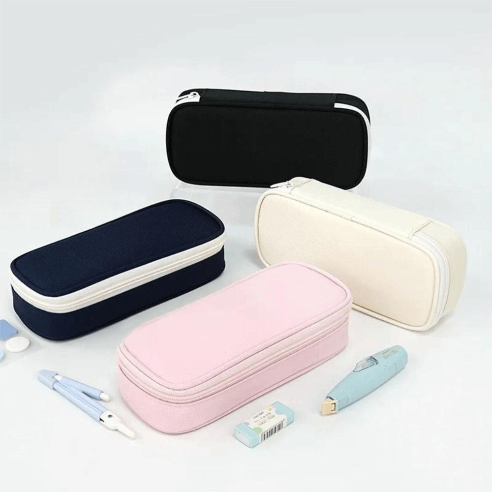Large Capacity Minimalist Pen Bag Oxford Cloth Stationery Organizer Student Use