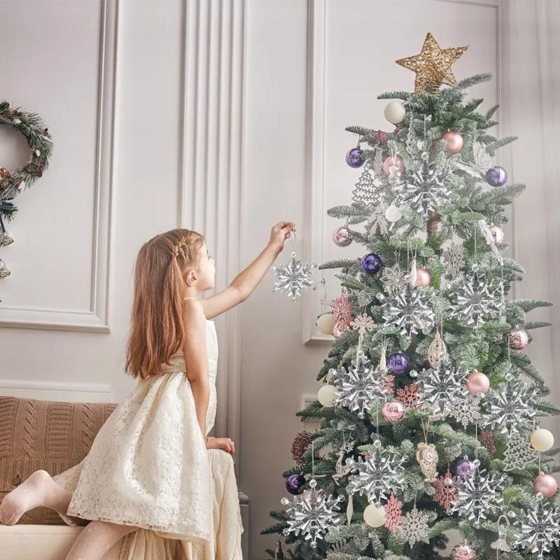 4/6PCS Angel Pendant Party Decoration Snowflake Pendant Transparent Acrylic DIY Xmas Tree Christmas Hanging Ornaments