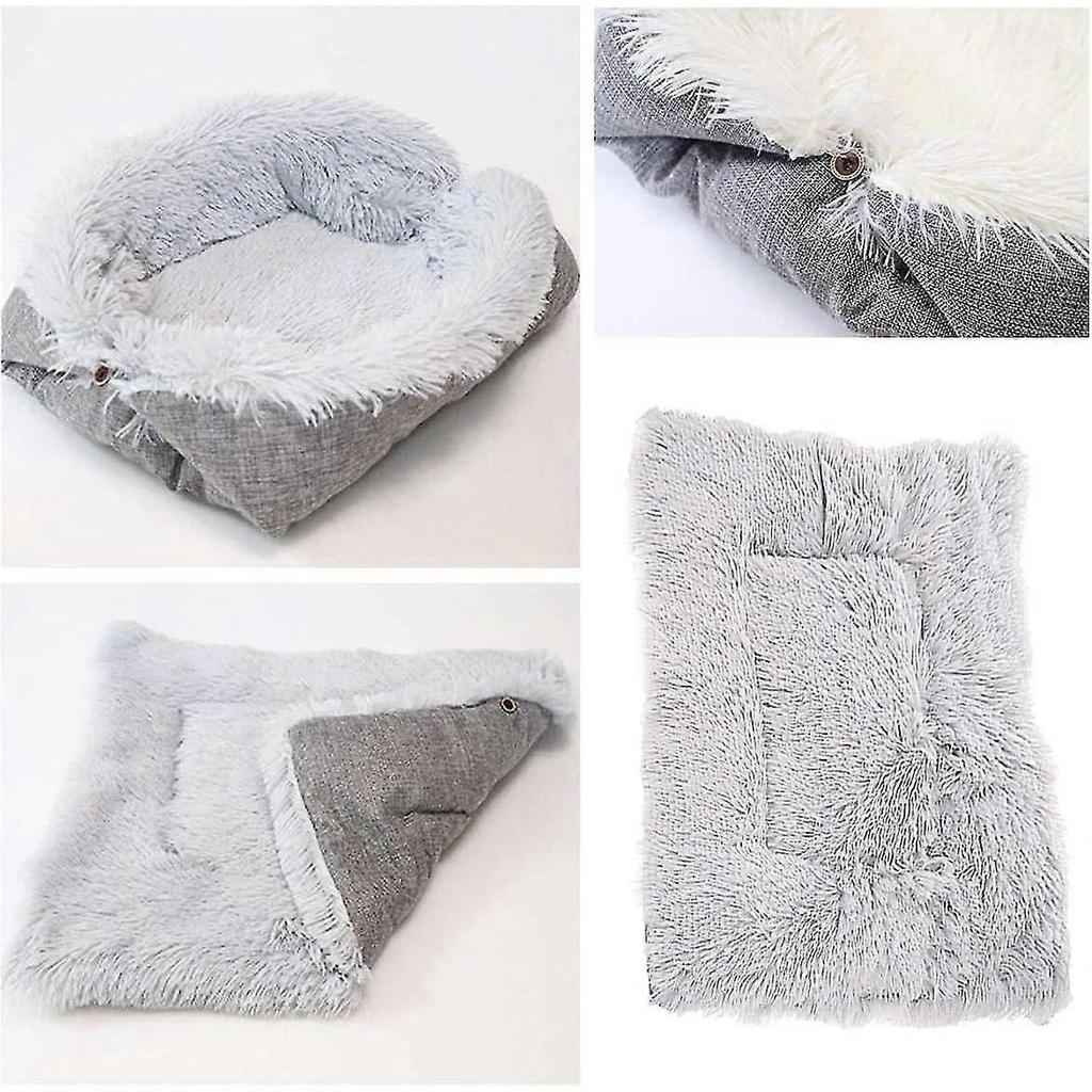 New ModelsCat Cushion Bed, Plush Pets Puppy Kitten Small Dog Super Soft Warm Washable Foldable (grey)