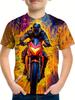 Children's T-Shirt Cool Car Pattern Print Boys Short Sleeve Top Outdoor Sports Summer Tees Loose Lightweight Children's Clothing