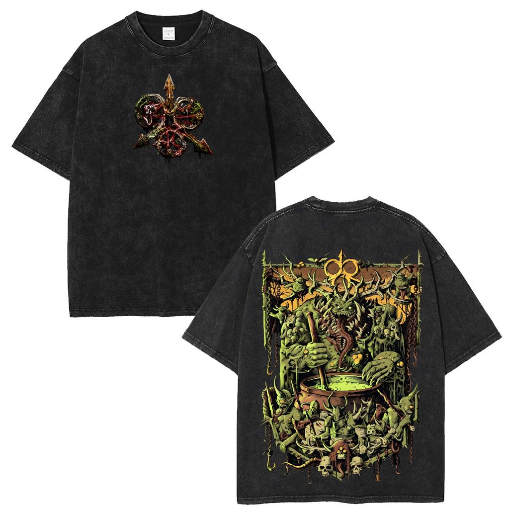 T-shirt Grafica Oversize da Gaming Nurgle Signore della Peste del Caos Warhammer 40K