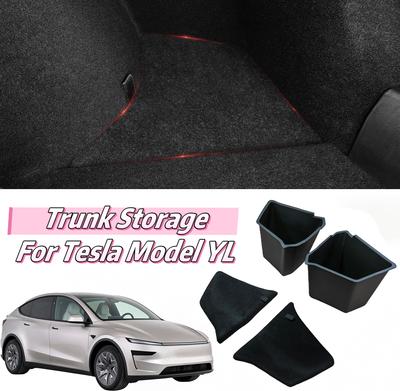 For Tesla Model YL 2026 Trunk Organizer Trunk Storage Bins with Lid Waterproof Interior Accessories for Model YL 6-Seater