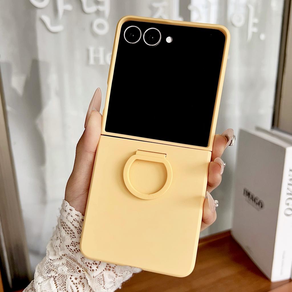 Luxury Candy Color Ring Silicone Finger Buckle Hard Shell Case For Samsung Z Flip 7 FE 6 5  Gradient Matte Shockproof Skin Cover