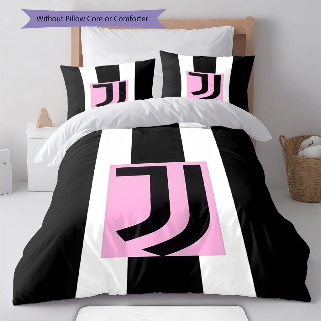 Set Copripiumino Trapuntato Juve Federa Federe Decorazione Casa Regalo di Compleanno (1 * copripiumino + 2 * federa, senza nucleo)