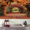 2D Plane 1 Piece of Autumn Maple Leaf Tunnel Photography Background Fabric Suitable for Studios and Households