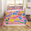 Cartoon Graffiti Bedding Set Back To School Duvet Cover For Kids Boys Girls BedroomMath Geometric Symbol Comforter Cover Twin