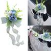 Elegant Blue Bridal Car Mirror Plant Ornament Synthetic Cloth Arrangement For Outdoor Wedding Event