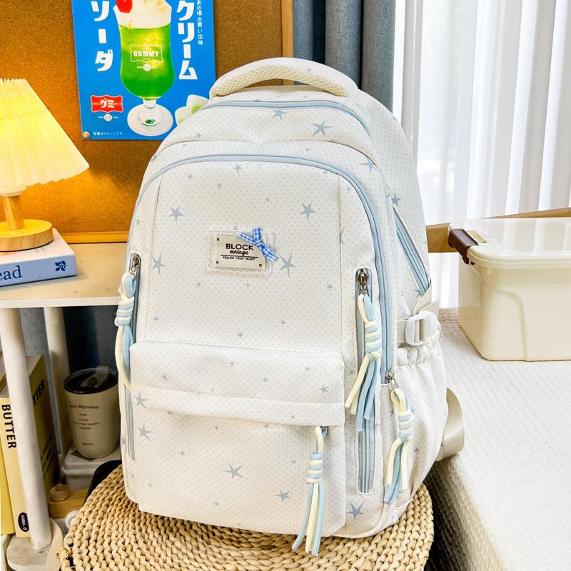 Schoolbag female college student class commute backpack large capacity high value junior high school high school student schoolbag sweet star backpack