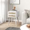 White Bedside Table Nightstand with 2 Drawers Cannage Style Small Side Table 40x40x60 cm