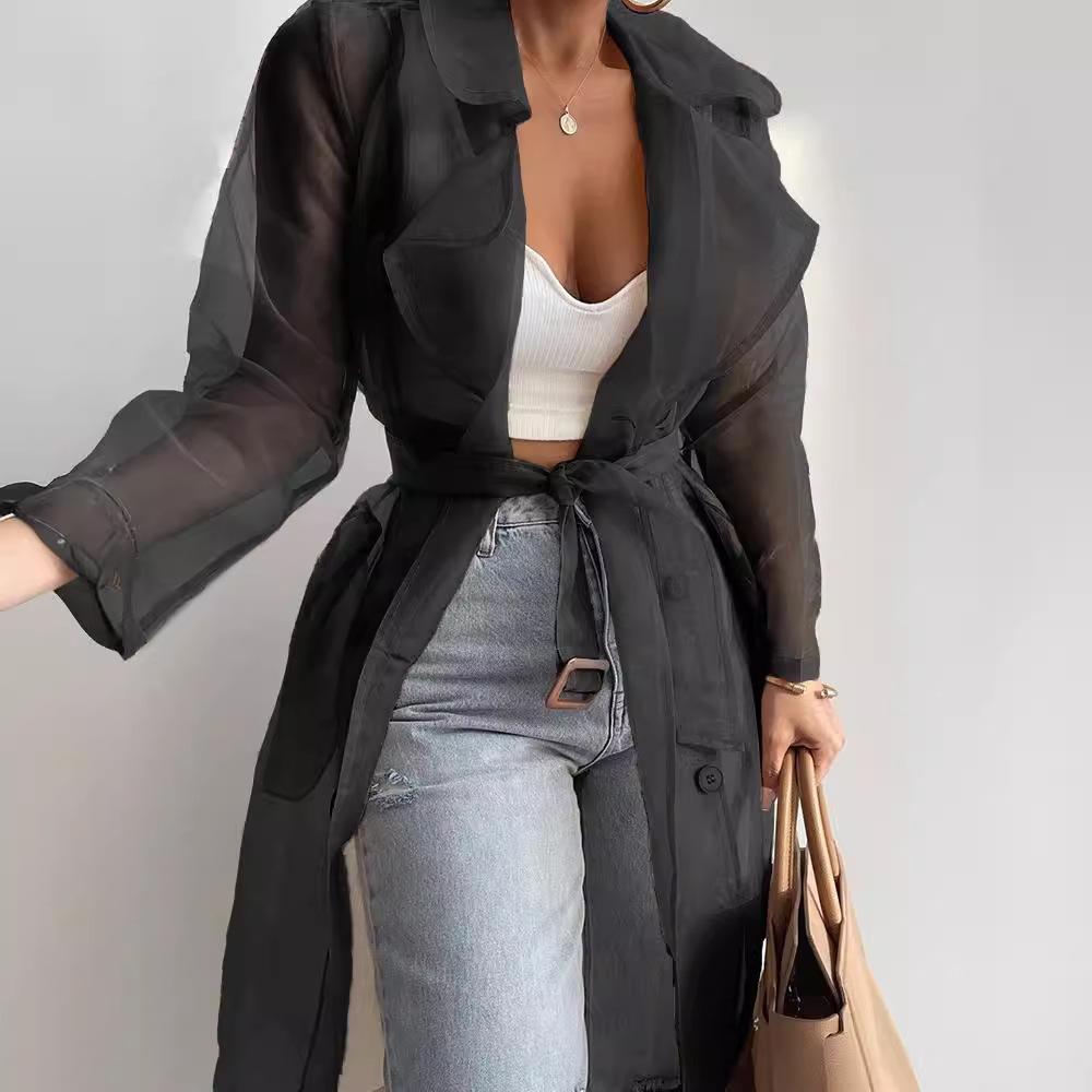 2022 Spring/Summer Loose Lantern Sleeve Mid-Length Cardigan Jacket