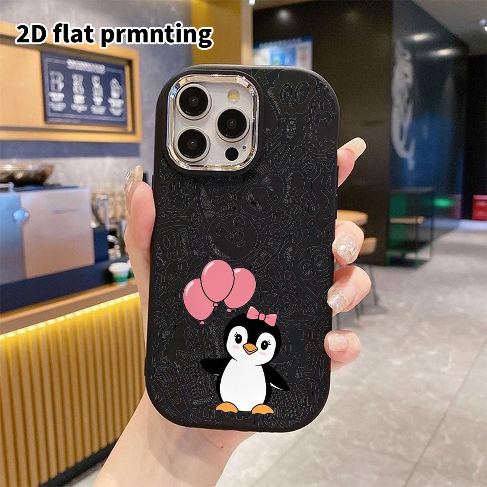 Phone Case: 2D Flat Design Suitable for iPhone 18, 17, 16, 15, 14, 13 Pro Protective Case, Couple Style, Penguin, Christmas and Halloween Gifts
