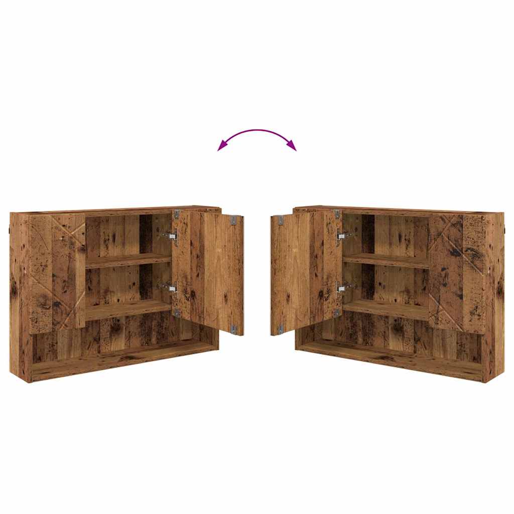 Bathroom Furniture Set with Door 2 pcs Reclaimed Wood Plywood and Metal