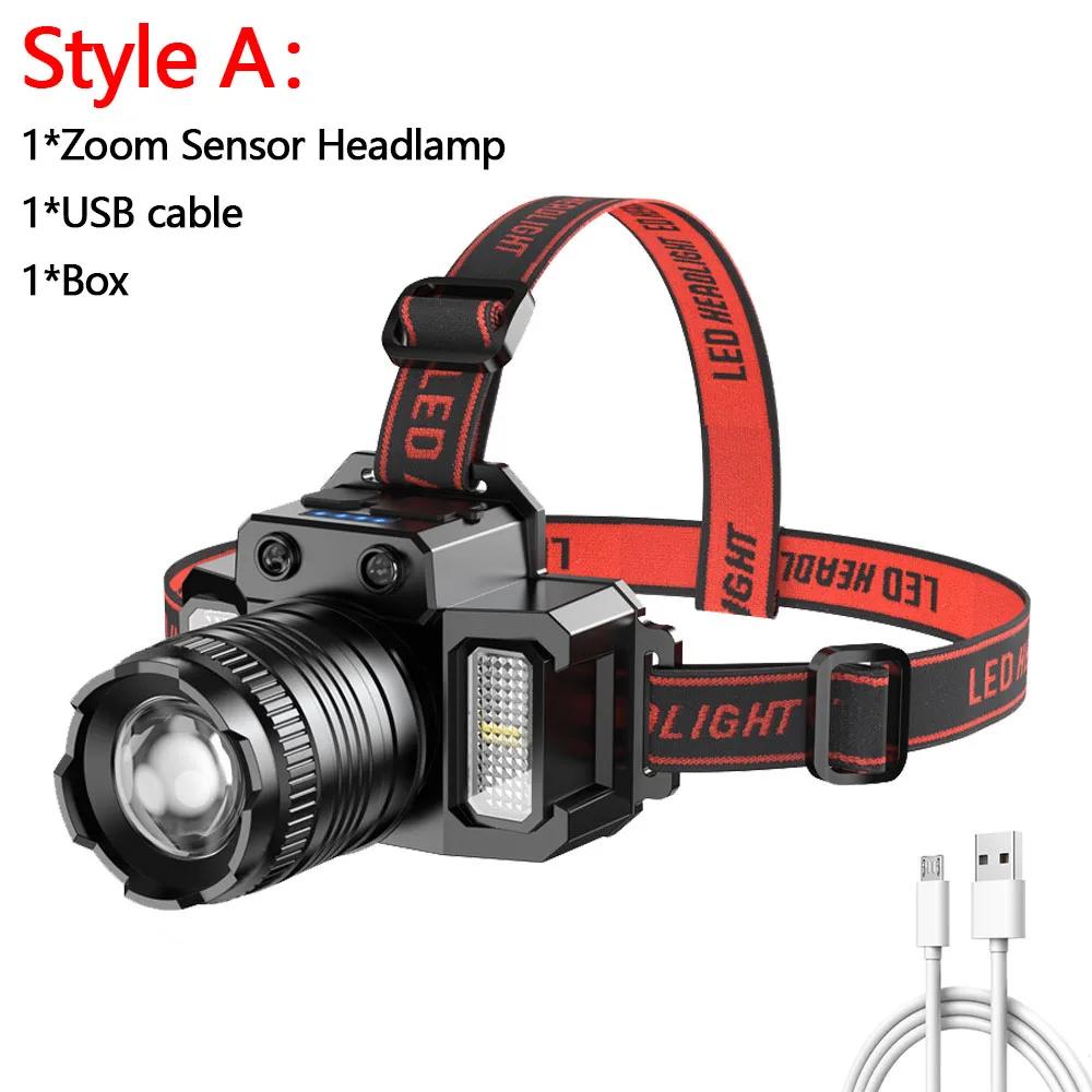 Rechargeable Headlamp 2000mah Super Bright Torch Light T51 Induction LED Headlight Waterproof Camping Mobile Power Bank Flashing