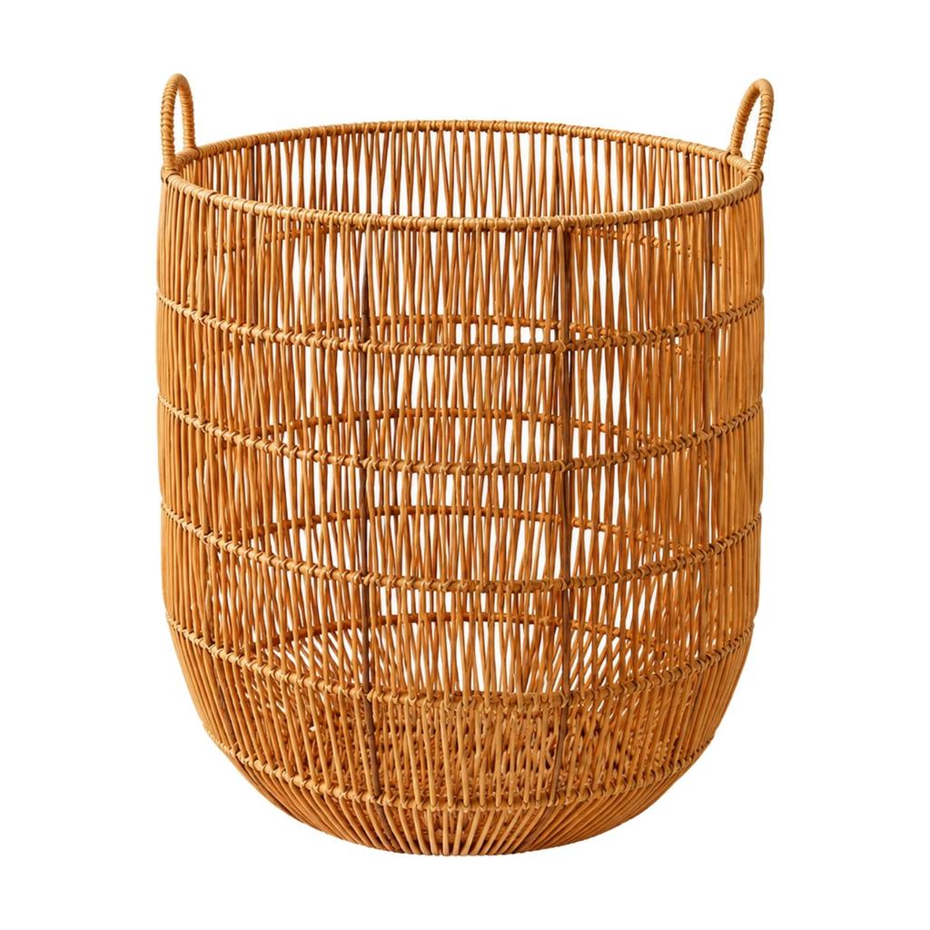 OpenLidless Laundry Basket Brown Woven Hamper with Carry Handles Sturdy for