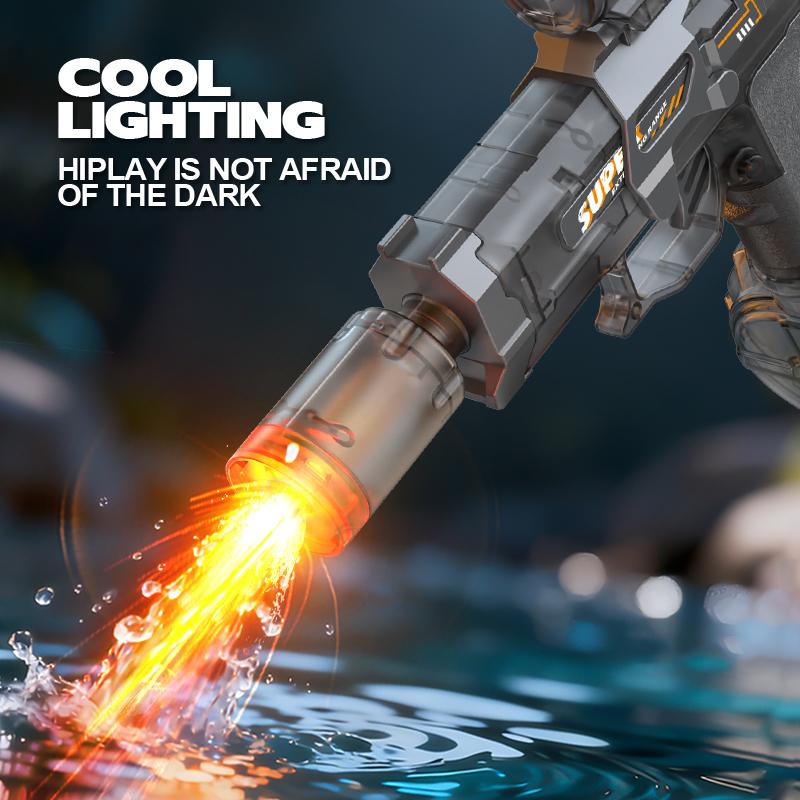 Electric Water Gun Automatic Continuous Firing Squirt Gun Outdoor Toy Long Range Shooting Water Gun with Lights Swimming Toys