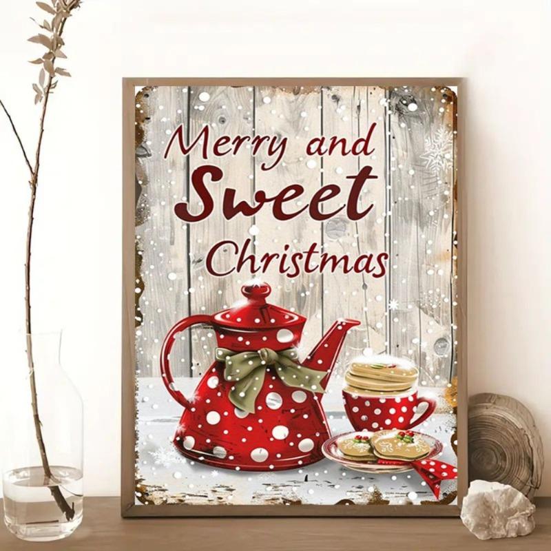 Vintage Merry Christmas Metal Sign, Retro Holiday Wall Decor 20x30cm