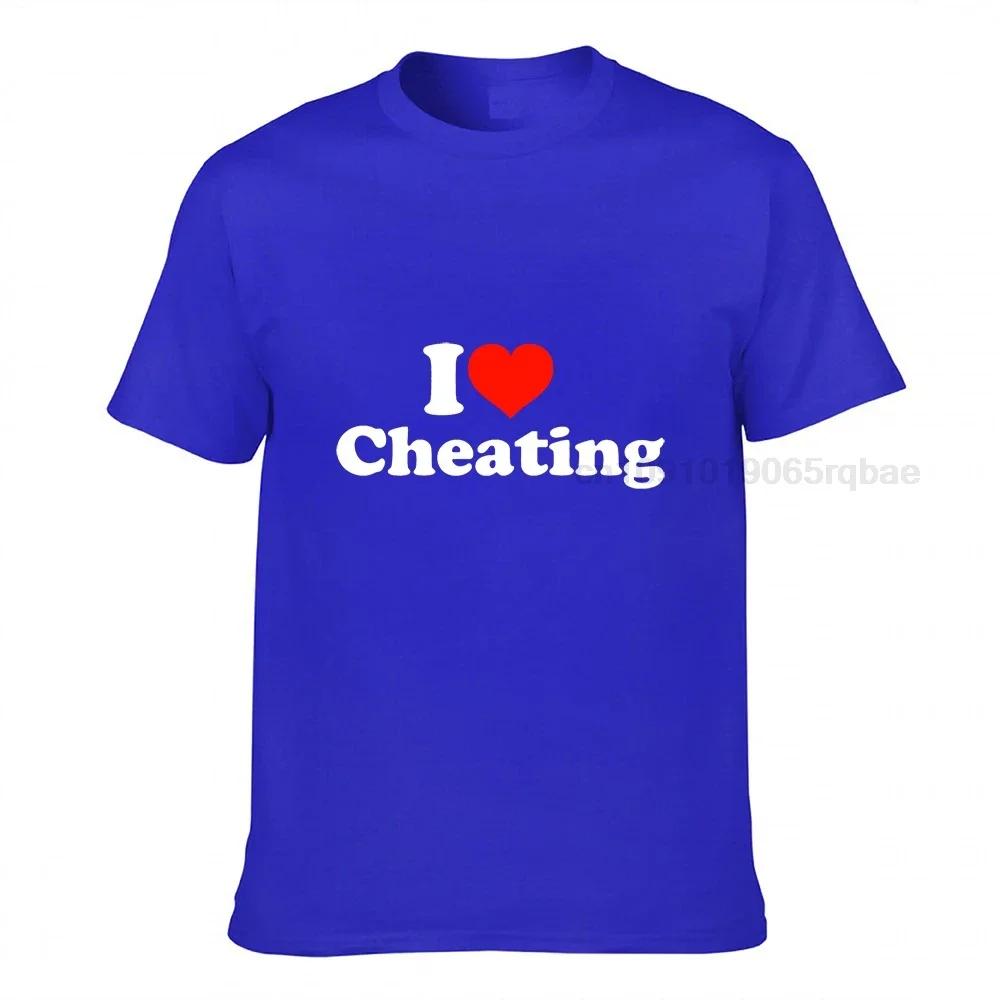 I Love Cheating Unisex Letters T Shirts Heart Graphic Unisex Print Tee Shirts Plus Size Pure Cotton Crew Neck Unisex Tops Shirts