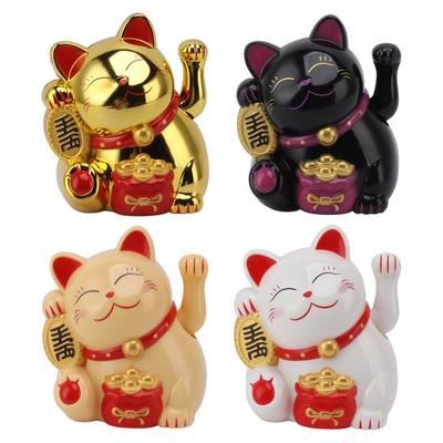.5in braço elétrico acenando gato da sorte decorativo bonito ornamentos de gato de plástico para mesa de caixa