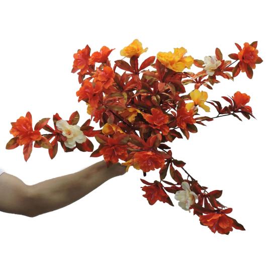 Yousheng 1/2Pcs Artificial Azalea Flower Realistic UV Resistant Fake Plastic Flower Home Table Centerpiece Indoor Outdoor Faux Bloom Decoration