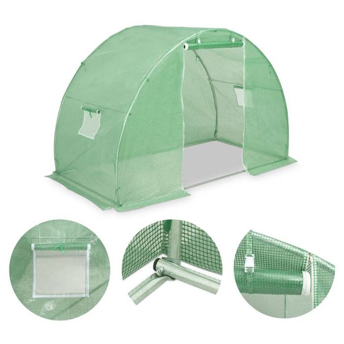 VidaXL Greenhouse 300x150x200 Cm Green Galvanized Steel Garden Greenhouse Vegetable Shelters 45533