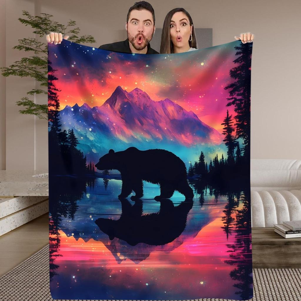 1pc Enchanted Forest Digital Printed Design Pattern Blanket, All-Season Soft and Warm Throw, Ideal for Home Bedroom, School Dorm