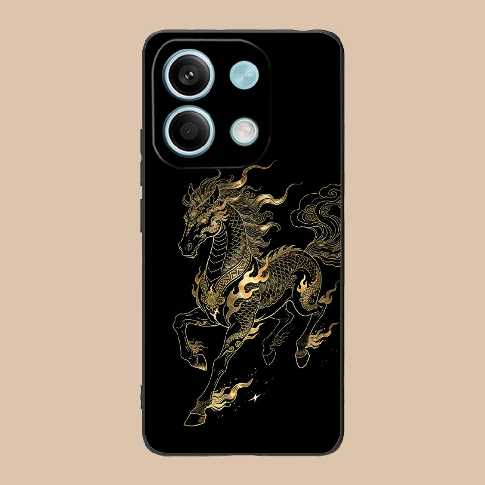 Golden Horse Year Mobile Phone Case for POCO M7 M6 M5 M4 M3 X7 X6 X5 X4 X3 Pro GT 5G Colorful Printing Cover Cover Pretty Luxury