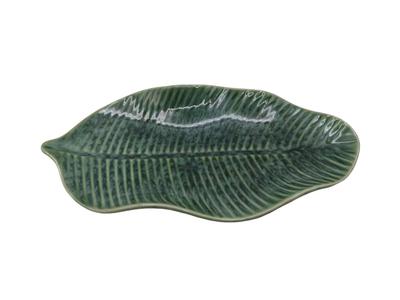 Ceramic Platter Herbe 33 Cm Banana Leaf Green For Serving