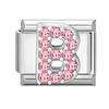 1pz Micro Intarsiato Zirconia Rosa Full Zircone 26 Lettere Inglesi Fascino Italiano Adatto Bracciale in Acciaio Inossidabile da 9mm Gioielli Fai da Te