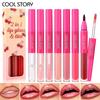 9 Colors 2-in-1 Mirror Shine Lip Gloss Matte Brown Lipliner Plumping Lasting Tint Water Glossy Juicy Non-Sticky Lip Makeup