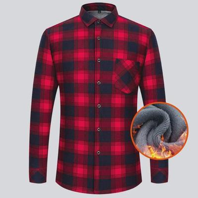 Camicia da uomo di lusso in velluto a doppia faccia, spessa, a righe e a quadri, a maniche lunghe, per autunno e inverno