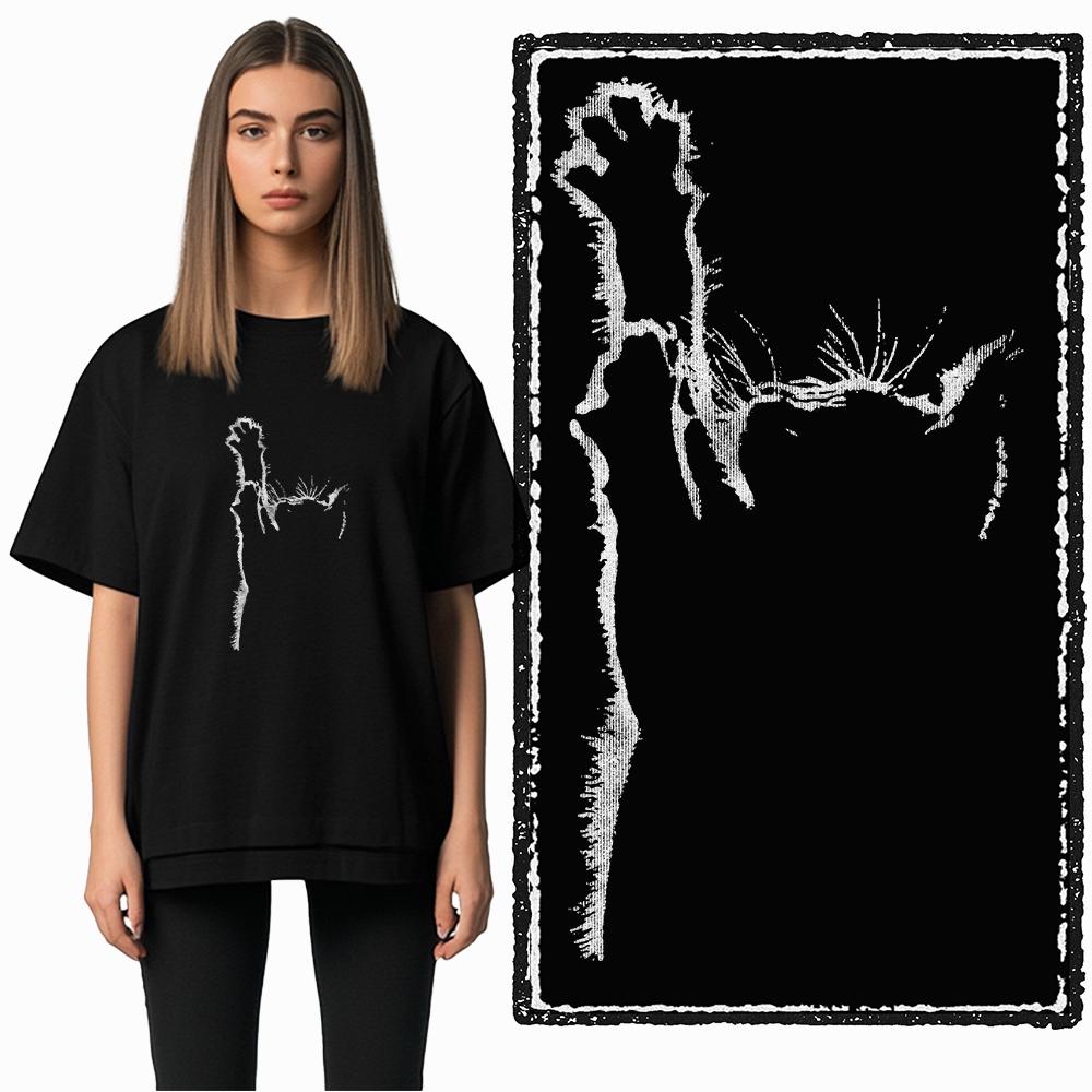 Coolmind DB 100% Baumwolle Katzenprint Exklusiver Grafik Damen T-Shirt Cooles SCHWARZES Damen T-Shirt Übergröße T-Shirt für Damen T-Shirt