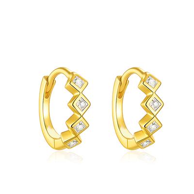 Geometrische Chevron-Creolen - 925er Sterlingsilber, Gold plattiert