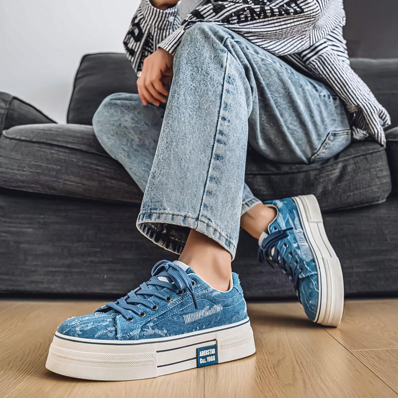 Men 's Casual Four Seasons Fashion Canvas Skateboarding Students Comfortable Sneakers Boys Trending Soft Sole Breathable Shoes