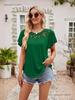 European and American Women's Solid Color Mesh Ruffle Short Sleeve T-shirt