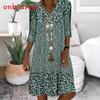Summer Womens 3d Printed Polyester Vneck Midi Dress With Short Sleeves For Casual Wear