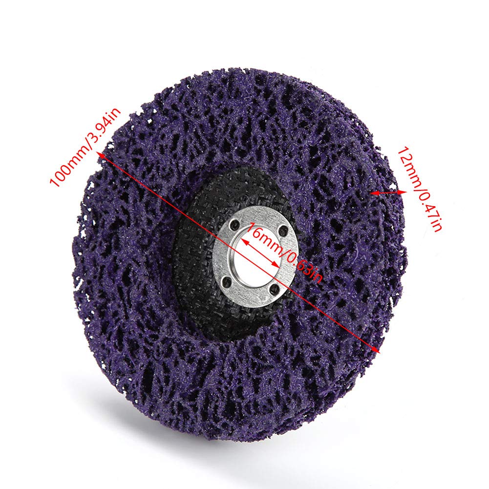 Hilitand 5Pcs Poly Strip Wheel Disc Paint Rust Removal Tool Clean Quality Angle Grinder Discs 10000rpm 60# (Purple)