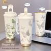 Butterfly Coffee Cup with Large Capacity, Insulated Cup with Straw, Portable Car Water Cup for Female Students, 316 Water Cup