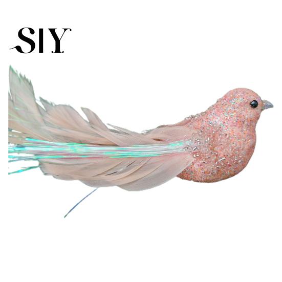 Festive Charm Home Decoration Glitter Feather Bird Ornament Sparkling Design with Clip Holiday Christmas Tree for Accent