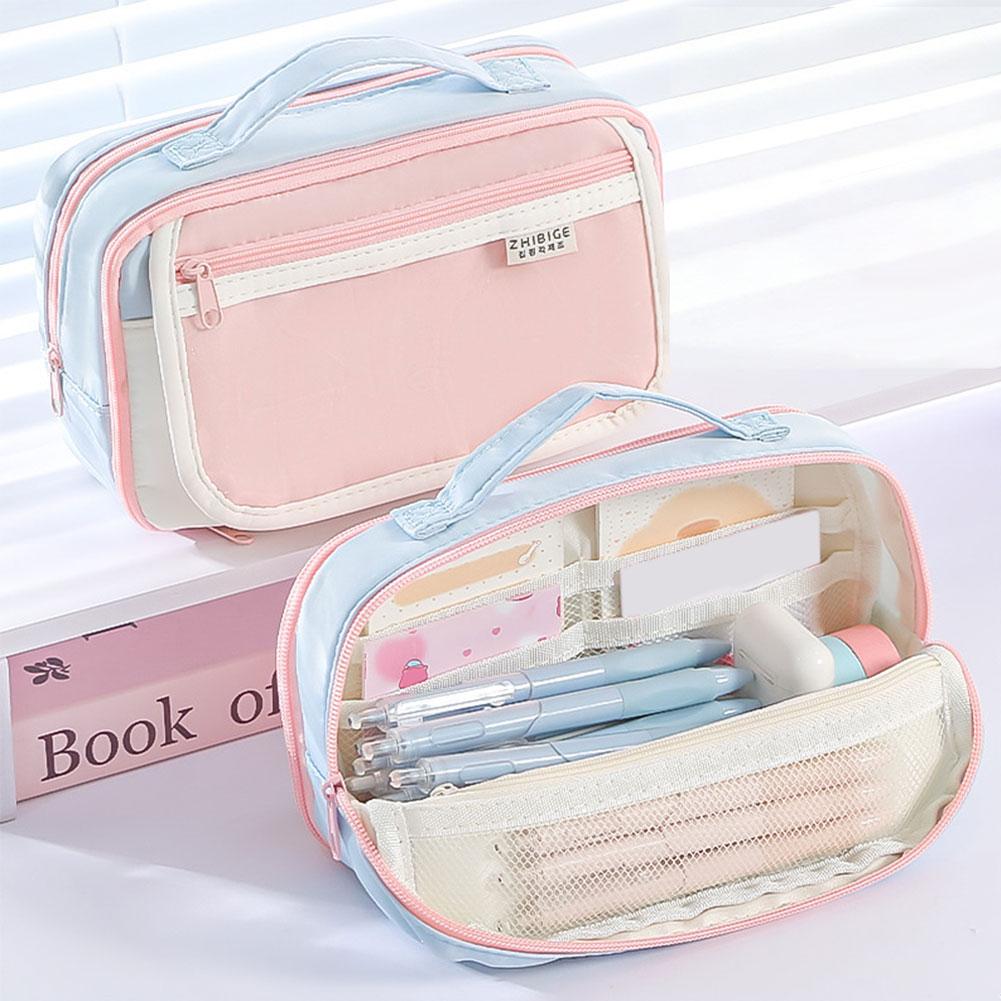 Transparent Magnetic Standable Pencil Case Large Capacity Stationery Bag Ins Style High Value School Supplies for Students