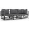 3 Piece Garden Lounge Set with Cushions Anthracite Steel