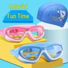 Children's Large Frame Anti-Fog Swim Goggles and Cap Set - Waterproof, HD, for Boys and Girls