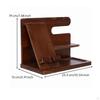 Solid Wood Phone Stand with Watch Hooks | Convenient Charging Access, Wooden Desk Organizer, for