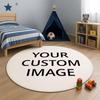 Custom Photo Round Rug for Kids Room Princess Pink Play Mat Soft Non-Slip Carpet for Girls Boys Bedroom Personalized Floor Mat