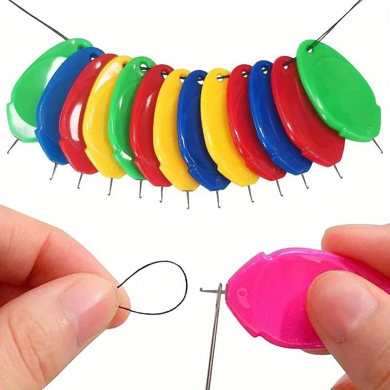 

10 Units Simple Automatic Needle Threaders with Ergonomic Handles and Guides - Assorted Color Sewing Accessories, DIY Home Decor Set Type 10