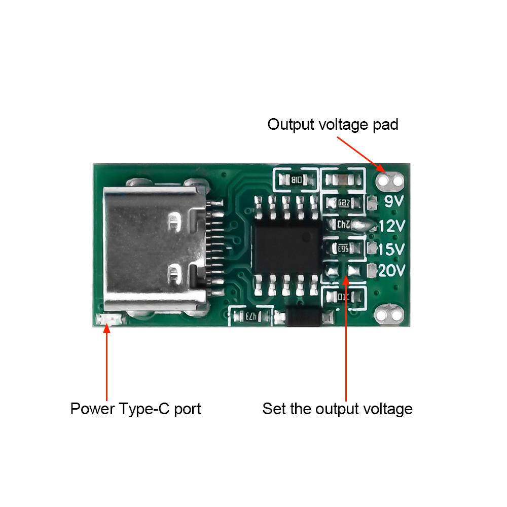 

Type-C PD2.0 PD3.0 9V 12V 15V 20V Fast Charge Trigger Polling Detector USB Boost Power Supply Change Module Charger Board Tools зелений