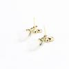 Elegant and elegant blue dripping butterfly stud earrings with simple temperament white magnolia flower imitation jade earrings silver needle women's